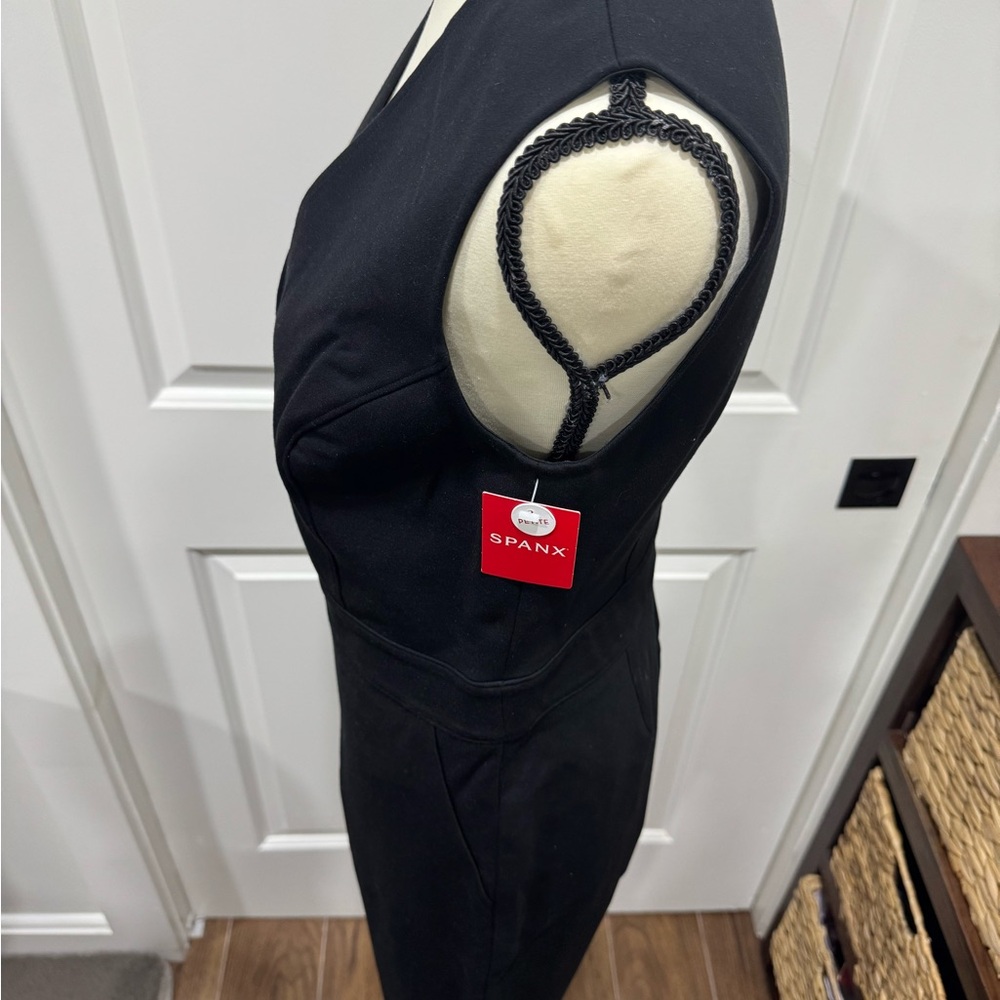 SPANX Perfect Sleeveless Jumpsuit S Petite Classic Black Flare Leg 20383Q NWT’s - Picture 5 of 13